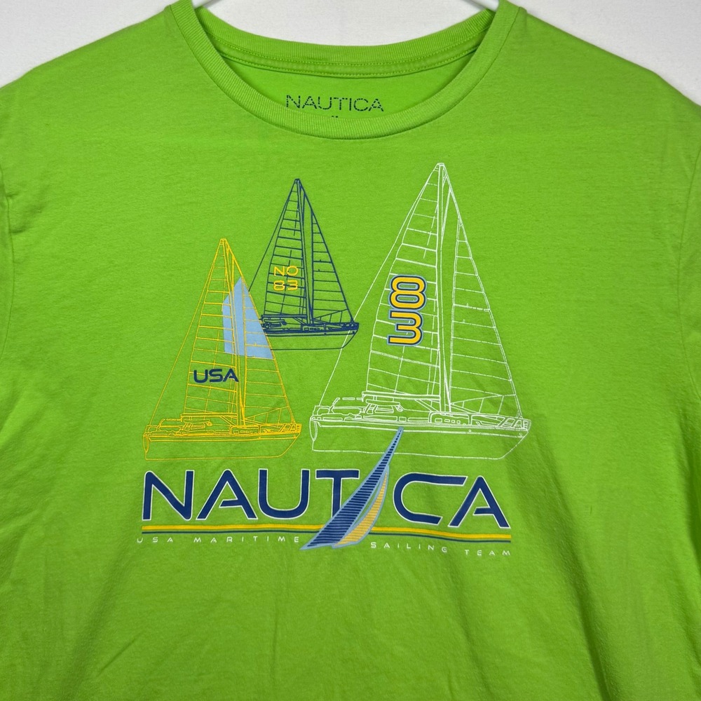 Nautica Maritime Sailing Team Graphic T-Shirt USA‎ Boat Tee Men's Sz Medium